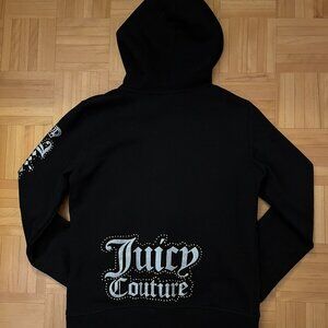 Juicy Couture Kids Black Rhinestone Zip Up Hoodie (Size 12/14)